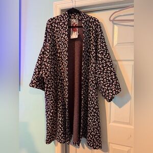 Navy Blue Leopard Maxi Duster